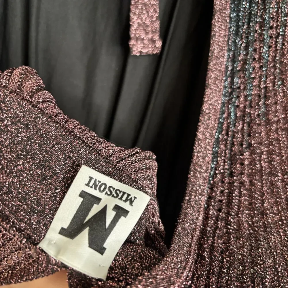 M Missoni Metallic Crochet Knit Wide Jumpsuit - Picture 6 of 9